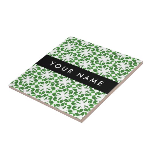 Leaf-Muster, grüne Blätter, Ihr Name Fliese (Seite)