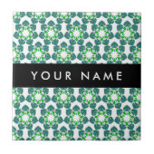 Leaf-Muster, grüne Blätter, Ihr Name Fliese (Vorderseite)