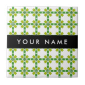 Leaf-Muster, grüne Blätter, Ihr Name Fliese (Vorderseite)