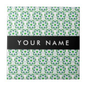 Leaf-Muster, grüne Blätter, Ihr Name Fliese (Vorderseite)