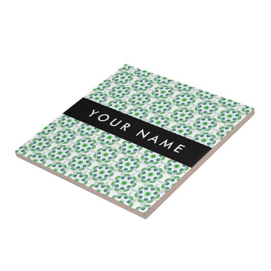 Leaf-Muster, grüne Blätter, Ihr Name Fliese (Seite)