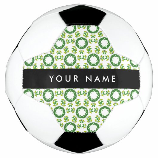 Leaf-Muster, grüne Blätter, Ihr Name Fußball (Vorderseite)