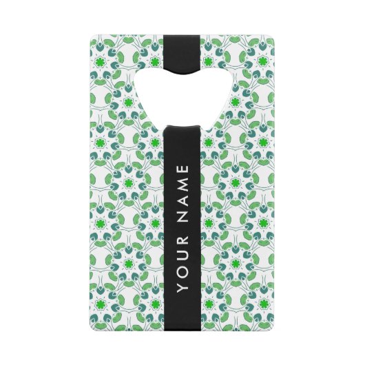 Leaf-Muster, grüne Blätter, Ihr Name Geldbeutel Flaschenöffner (Rückseite)