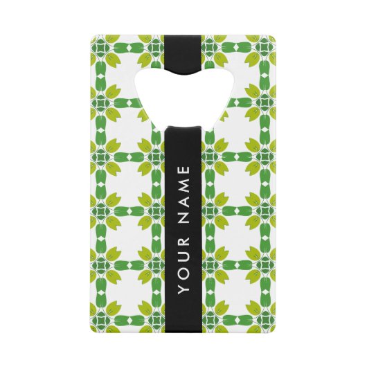 Leaf-Muster, grüne Blätter, Ihr Name Geldbeutel Flaschenöffner (Vorderseite)