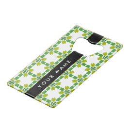 Leaf-Muster, grüne Blätter, Ihr Name Geldbeutel Flaschenöffner