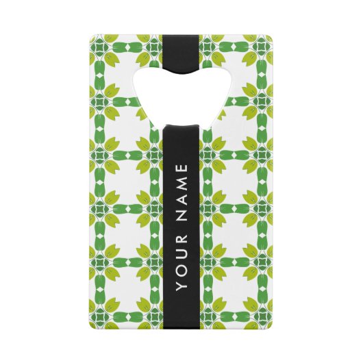 Leaf-Muster, grüne Blätter, Ihr Name Geldbeutel Flaschenöffner (Rückseite)
