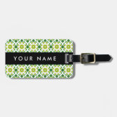 Leaf-Muster, grüne Blätter, Ihr Name Gepäckanhänger (Vorderseite horizontal)