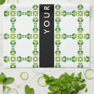Leaf-Muster, grüne Blätter, Ihr Name Geschirrtuch