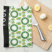 Leaf-Muster, grüne Blätter, Ihr Name Geschirrtuch (Viertel Falte)