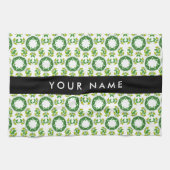 Leaf-Muster, grüne Blätter, Ihr Name Geschirrtuch (Horizontal)