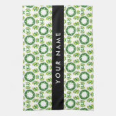 Leaf-Muster, grüne Blätter, Ihr Name Geschirrtuch (Vertikal)