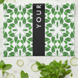 Leaf-Muster, grüne Blätter, Ihr Name Geschirrtuch