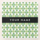 Leaf-Muster, grüne Blätter, Ihr Name Glasuntersetzer (Vorderseite)