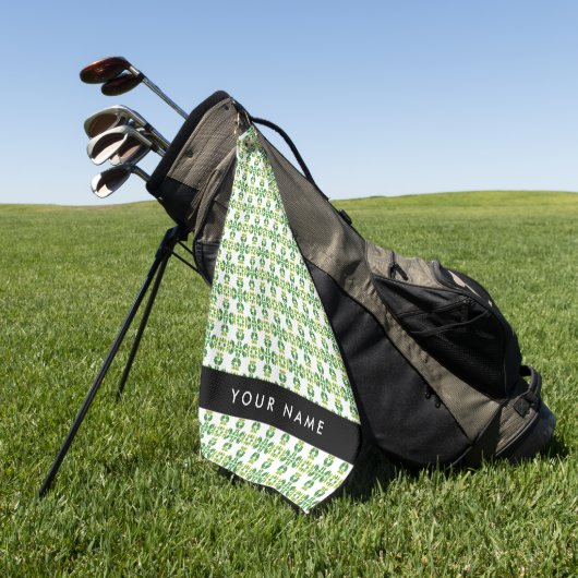 Leaf-Muster, grüne Blätter, Ihr Name Golfhandtuch (Gras)