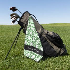 Leaf-Muster, grüne Blätter, Ihr Name Golfhandtuch