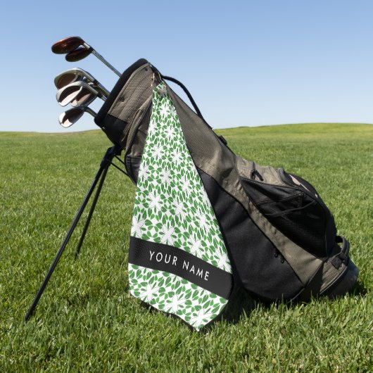 Leaf-Muster, grüne Blätter, Ihr Name Golfhandtuch (Gras)