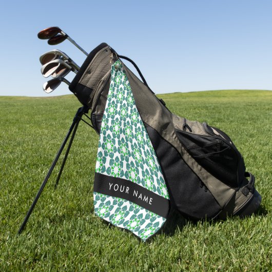 Leaf-Muster, grüne Blätter, Ihr Name Golfhandtuch (Gras)