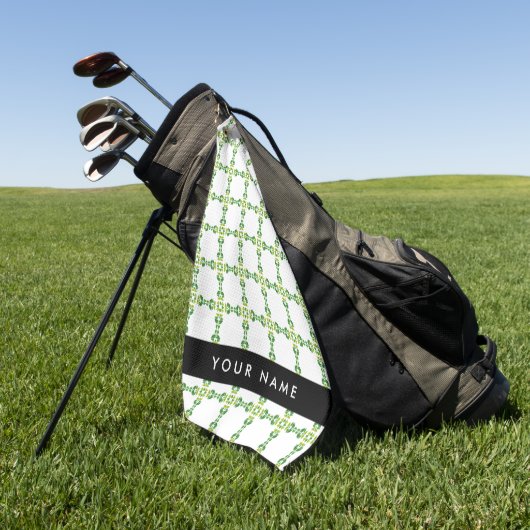 Leaf-Muster, grüne Blätter, Ihr Name Golfhandtuch (Gras)