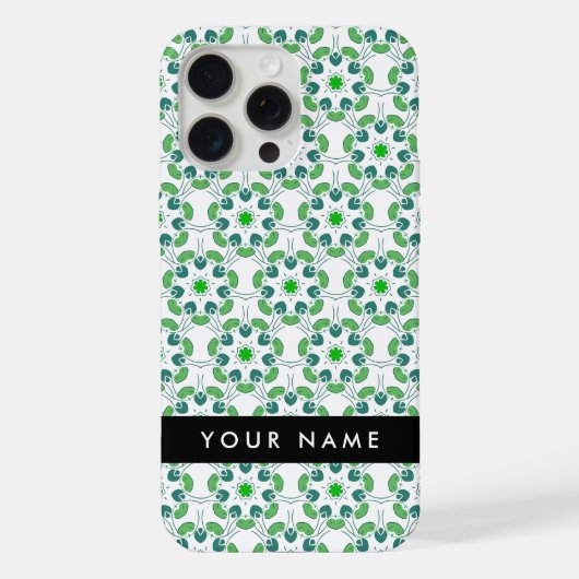 Leaf-Muster, grüne Blätter, Ihr Name iPhone Hülle (Rückseite)