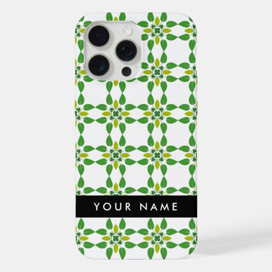 Leaf-Muster, grüne Blätter, Ihr Name iPhone Hülle (Rückseite)