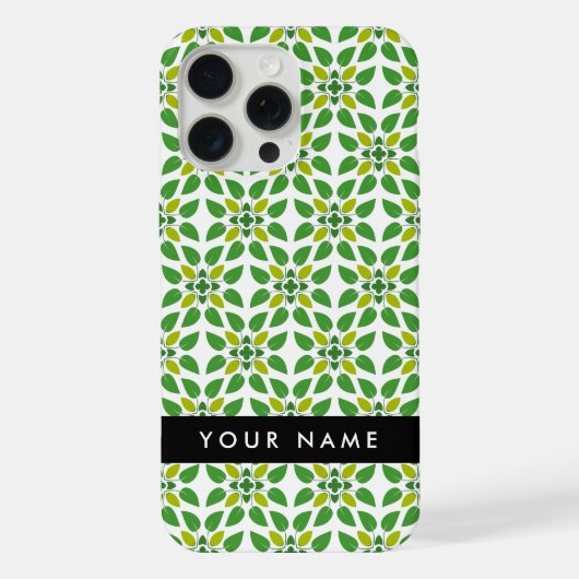 Leaf-Muster, grüne Blätter, Ihr Name iPhone Hülle (Rückseite)