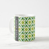Leaf-Muster, grüne Blätter, Ihr Name Kaffeetasse (Vorderseite Links)