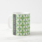 Leaf-Muster, grüne Blätter, Ihr Name Kaffeetasse (Vorderseite Links)