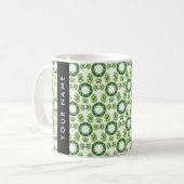 Leaf-Muster, grüne Blätter, Ihr Name Kaffeetasse (Vorderseite Links)