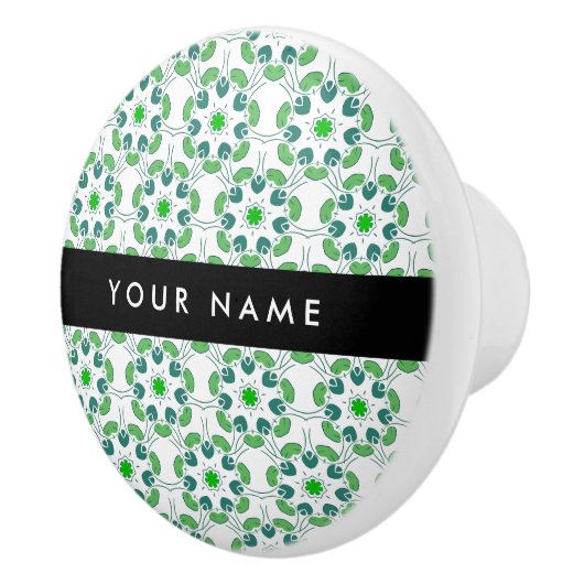 Leaf-Muster, grüne Blätter, Ihr Name Keramikknauf (Rechts)