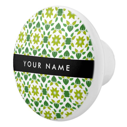 Leaf-Muster, grüne Blätter, Ihr Name Keramikknauf (Rechts)