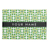 Leaf-Muster, grüne Blätter, Ihr Name Kissenbezug (Rückseite)