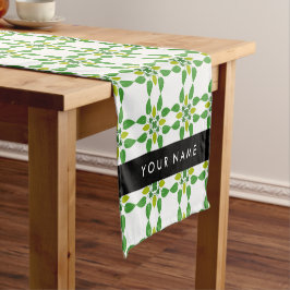 Leaf-Muster, grüne Blätter, Ihr Name Kurzer Tischläufer