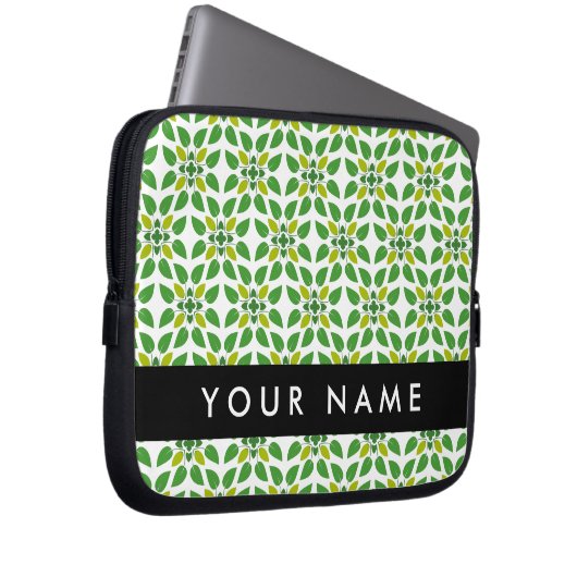 Leaf-Muster, grüne Blätter, Ihr Name Laptopschutzhülle (Vorne Rechts)