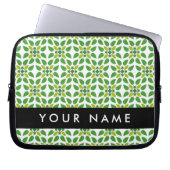 Leaf-Muster, grüne Blätter, Ihr Name Laptopschutzhülle (Vorderseite)