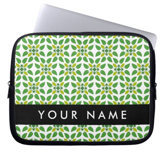 Leaf-Muster, grüne Blätter, Ihr Name Laptopschutzhülle (Vorderseite)