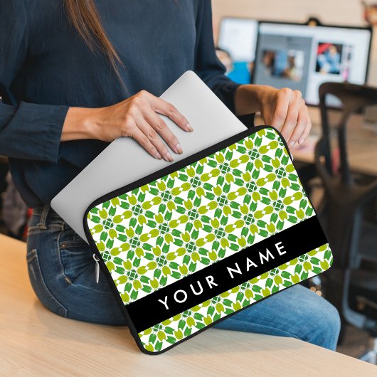 Leaf-Muster, grüne Blätter, Ihr Name Laptopschutzhülle