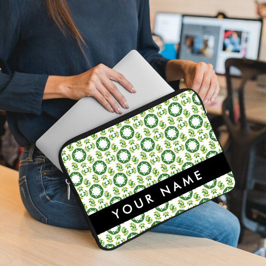 Leaf-Muster, grüne Blätter, Ihr Name Laptopschutzhülle