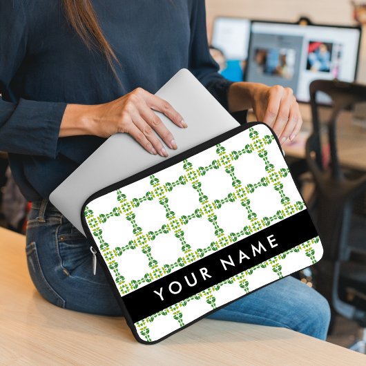 Leaf-Muster, grüne Blätter, Ihr Name Laptopschutzhülle