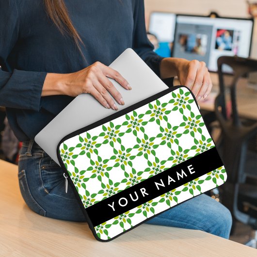 Leaf-Muster, grüne Blätter, Ihr Name Laptopschutzhülle