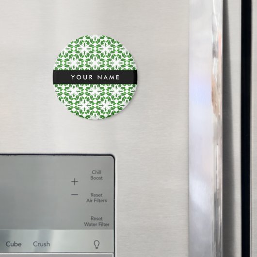 Leaf-Muster, grüne Blätter, Ihr Name Magnet (In Situ (Kühlschrank))