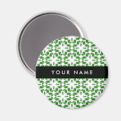 Leaf-Muster, grüne Blätter, Ihr Name Magnet (Vorderseite/Rückseite)