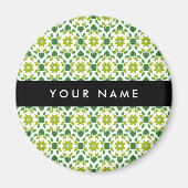 Leaf-Muster, grüne Blätter, Ihr Name Magnet (Vorne)