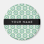 Leaf-Muster, grüne Blätter, Ihr Name Magnet (Vorne)