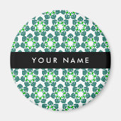Leaf-Muster, grüne Blätter, Ihr Name Magnet (Vorne)