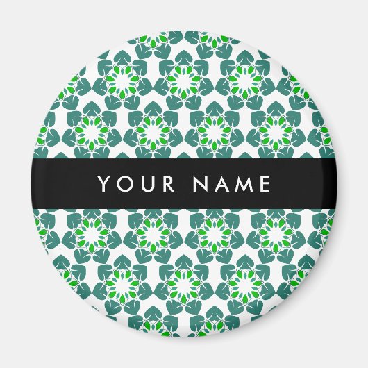 Leaf-Muster, grüne Blätter, Ihr Name Magnet (Vorne)