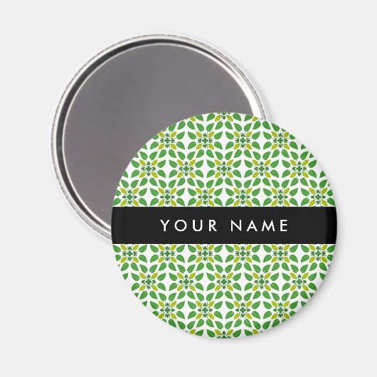 Leaf-Muster, grüne Blätter, Ihr Name Magnet (Vorderseite/Rückseite)