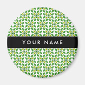 Leaf-Muster, grüne Blätter, Ihr Name Magnet (Vorne)
