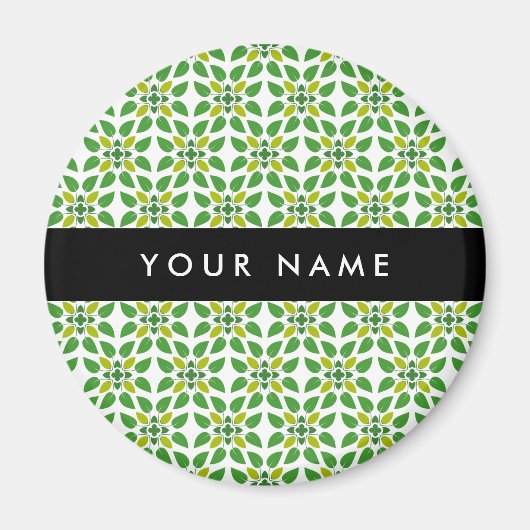 Leaf-Muster, grüne Blätter, Ihr Name Magnet (Vorne)