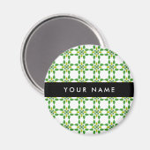 Leaf-Muster, grüne Blätter, Ihr Name Magnet (Vorderseite/Rückseite)