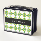 Leaf-Muster, grüne Blätter, Ihr Name Metall Brotdose (Rückseite)